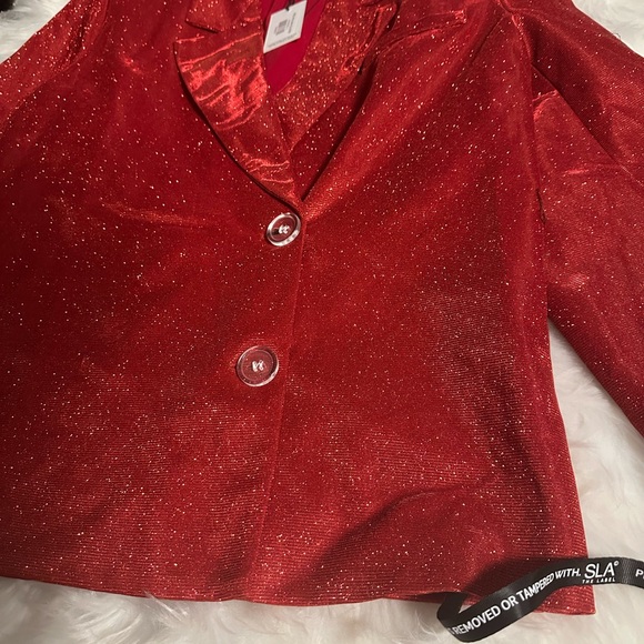 SLA THE LABEL Red Paloma Sparkle Blazer - Picture 3 of 6